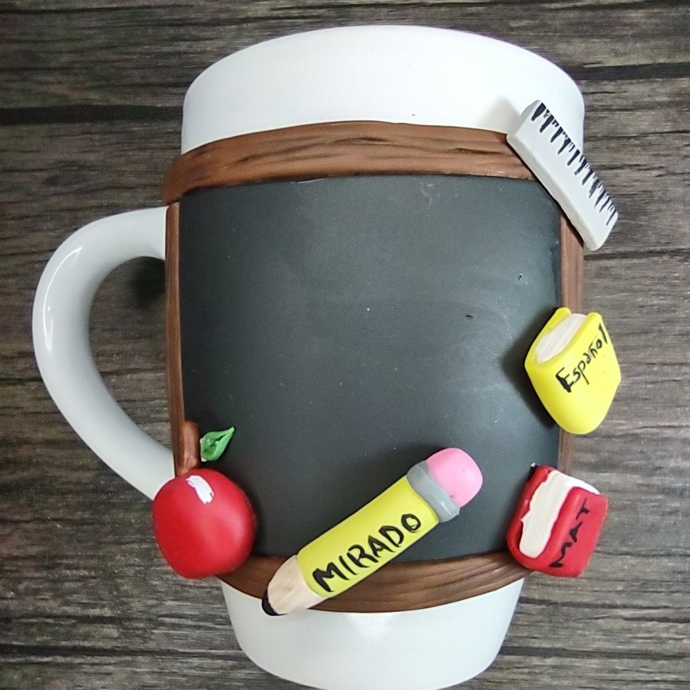 Mug Decorated in porcelain cold, Handmade 100%.